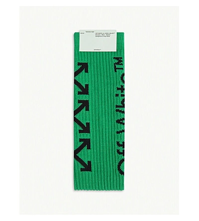 Shop Off-white Arrow Logo Cotton-blend Socks In Green