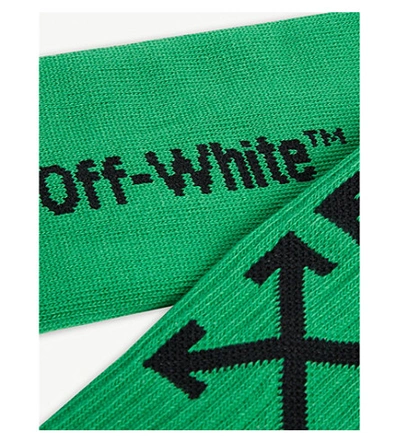 Shop Off-white Arrow Logo Cotton-blend Socks In Green
