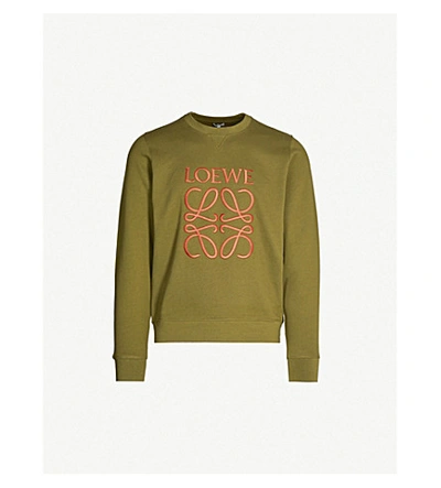 Shop Loewe Anagram Logo Cotton-jersey Sweatshirt In Military Green
