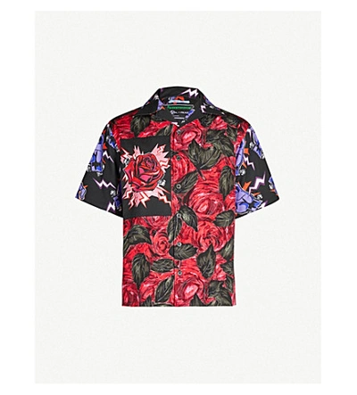 Shop Prada Graphic-print Oversized Cotton Shirt In Red Violet