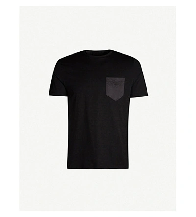 Shop Prada Logo-embroidered Stretch-cotton T-shirt In Black