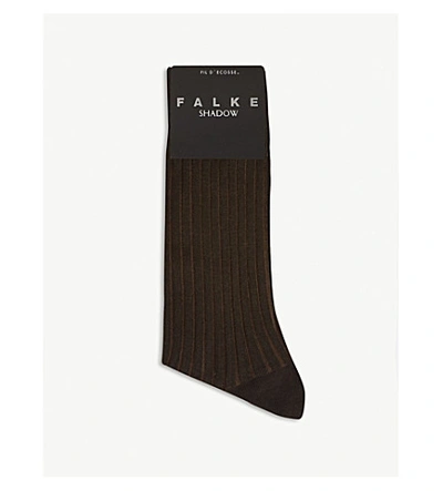 Shop Falke Shadow Striped Cotton-blend Socks In Brown