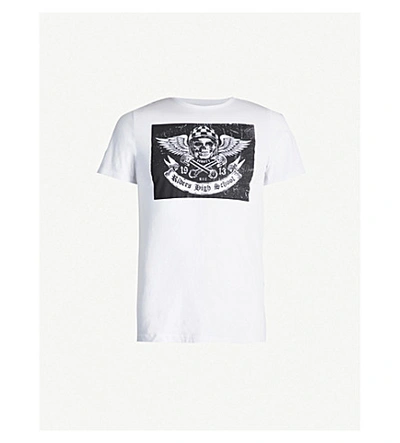 Shop Schott Skull-print Cotton-jersey T-shirt In White