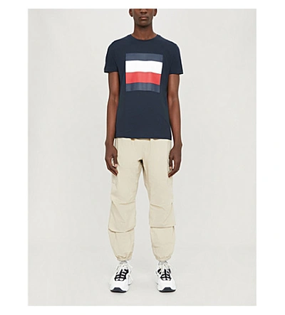 Shop Tommy Hilfiger Graphic-print Cotton-jersey T-shirt In Sky Captain