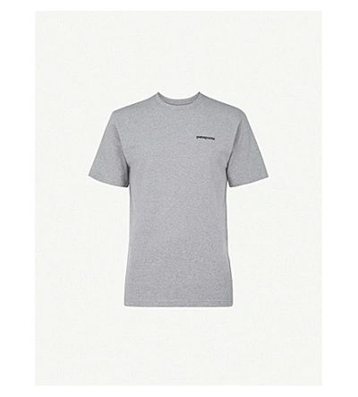 Shop Patagonia Logo-print Recycled Cotton-blend T-shirt In Gravel Heather