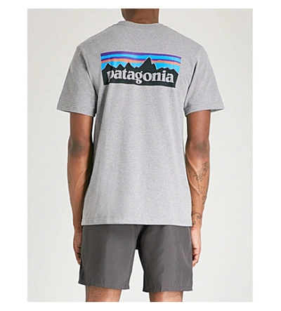 Shop Patagonia Logo-print Recycled Cotton-blend T-shirt In Gravel Heather