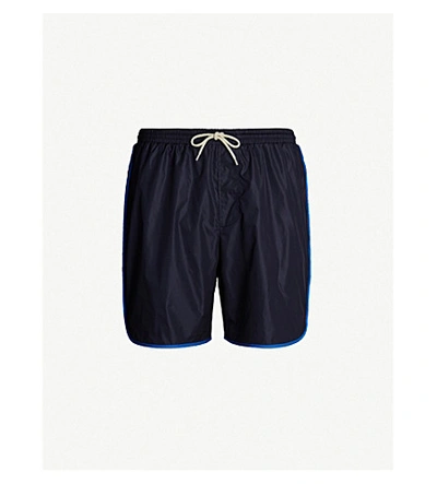 Shop Gucci Side-stripe Swim Shorts In Navy