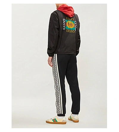 Shop Gucci Logo-print Shell Windbreaker Jacket In Black