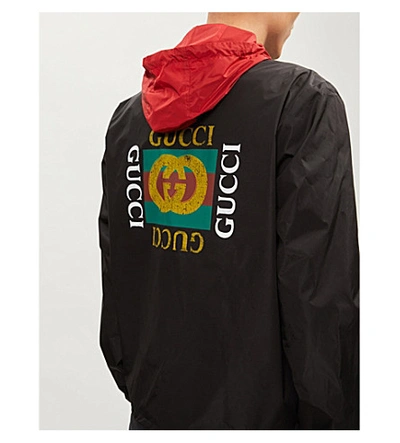 Shop Gucci Logo-print Shell Windbreaker Jacket In Black