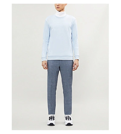 Shop Hugo Logo-print Cotton-jersey Sweatshirt In Light/pastel Blue