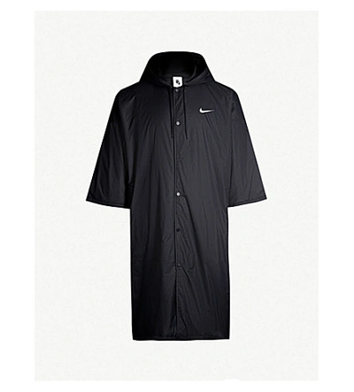 Shop Nike X Fear Of God Longline Shell Hooded Jacket In Black/black