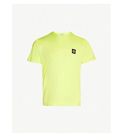 Shop Stone Island Logo-patch Cotton T-shirt In Pistachio