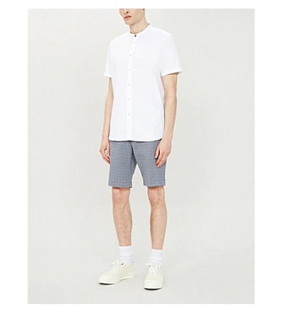 Shop Ted Baker Joordan Embroidered Cotton-blend Shorts In Grey