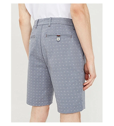 Shop Ted Baker Joordan Embroidered Cotton-blend Shorts In Grey