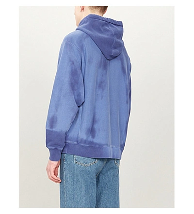 Shop Gucci Tie-dye Logo-print Cotton-jersey Hoody In Blue+mc