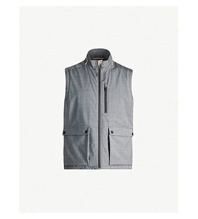 Shop Canali Funnel-neck Sleeveless Wool-blend Gilet In Grey
