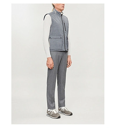 Shop Canali Funnel-neck Sleeveless Wool-blend Gilet In Grey