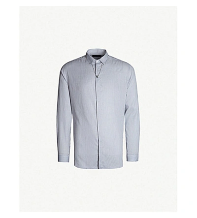 Shop The Kooples Pendant-detail Striped Slim-fit Cotton Shirt In Whi10