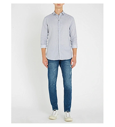 Shop The Kooples Pendant-detail Striped Slim-fit Cotton Shirt In Whi10