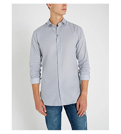 Shop The Kooples Pendant-detail Striped Slim-fit Cotton Shirt In Whi10