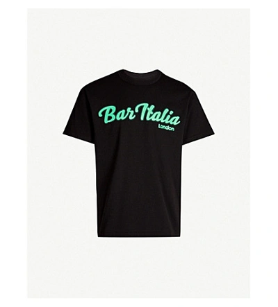 Shop Sacai Logo-print Cotton-jersey T-shirt In Black