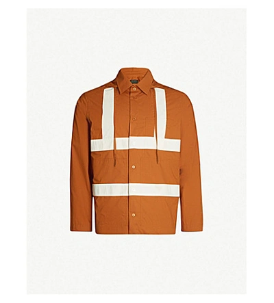 Shop Craig Green Hooded Panelled Cotton Shirt In Orange