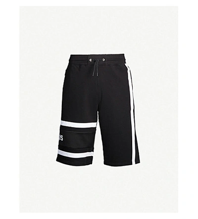 Shop Givenchy Logo-print Side-stripe Cotton-jersey Shorts In Black/white