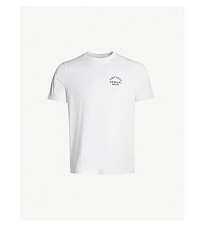Shop Emporio Armani Logo-print Cotton-jersey T-shirt In White