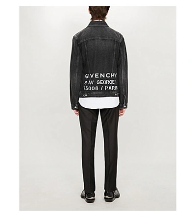 Shop Givenchy Logo-print Faded Denim Jacket In Black