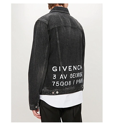 Shop Givenchy Logo-print Faded Denim Jacket In Black