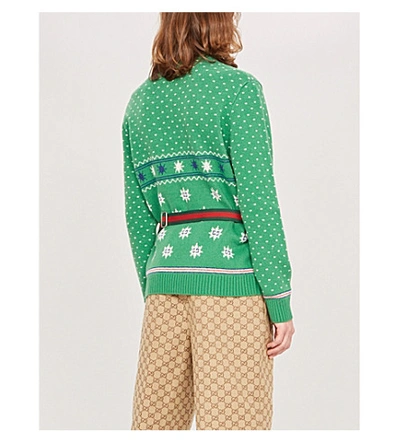 Shop Gucci Graphic-intarsia Wool And Alpaca-blend Jumper In Yard Multi