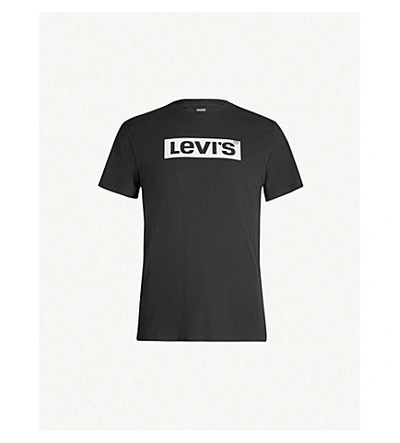 Shop Levi's Logo-print Cotton-jersey T-shirt In Levis Logo Black