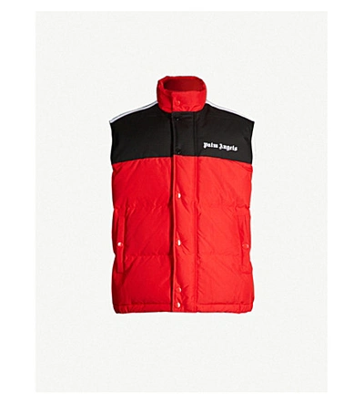Shop Palm Angels Logo-print Shell Gilet In Red Black