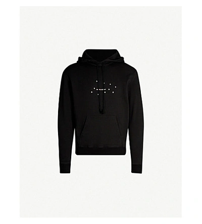 Shop Saint Laurent Logo Star-print Cotton-jersey Hoody In Noir