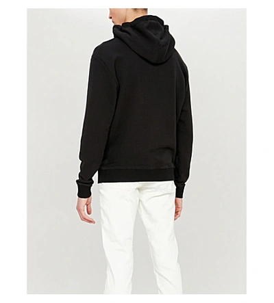 Shop Saint Laurent Logo Star-print Cotton-jersey Hoody In Noir