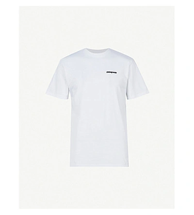 Shop Patagonia Logo-print Recycled Cotton-blend T-shirt In White