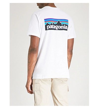 Shop Patagonia Logo-print Recycled Cotton-blend T-shirt In White