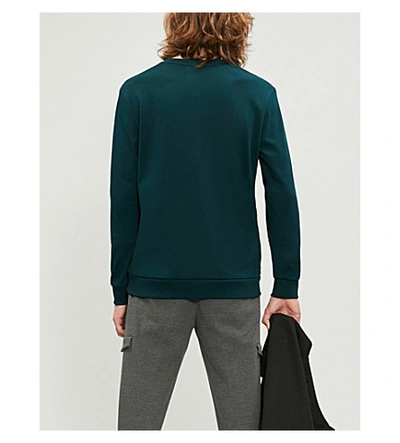 Shop Hugo Logo-print Cotton-jersey Sweatshirt In Dark Green