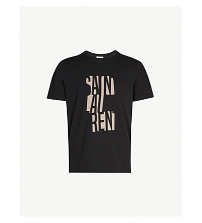 Shop Saint Laurent Logo-print Cotton-jersey T-shirt In Noir