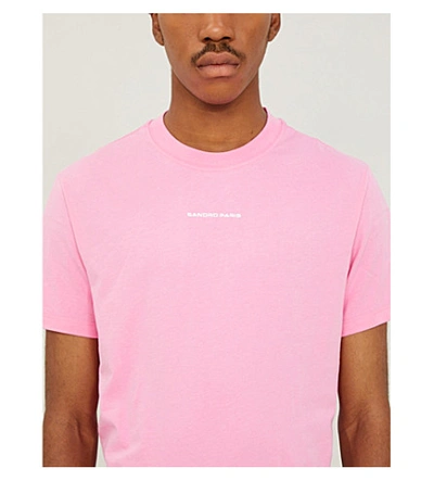 Shop Sandro Solid Regular-fit Cotton-jersey T-shirt In Pink