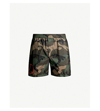 Shop Valentino Camouflage-print Swim Shorts