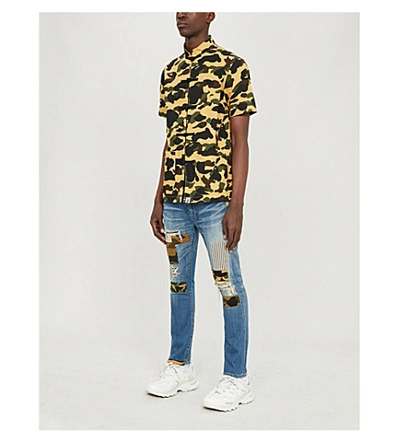 Shop A Bathing Ape Camouflage-print Cotton-jersey Shirt In Yellow