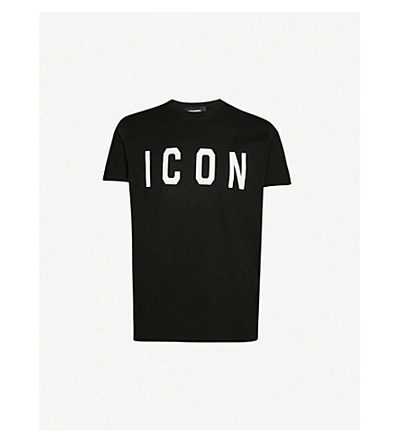 Shop Dsquared2 Icon Cotton-jersey T-shirt In Black White