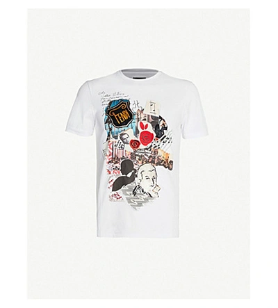 Shop Fendi Karl Collage-print Cotton-jersey T-shirt In White