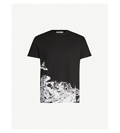 Shop Valentino X Undercover Graphic-print Cotton-jersey T-shirt In Black White