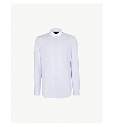 Shop The Kooples Stripe-pattern Slim-fit Cotton Shirt In Whi08