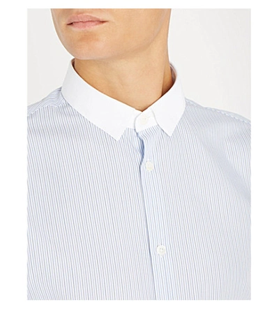 Shop The Kooples Stripe-pattern Slim-fit Cotton Shirt In Whi08