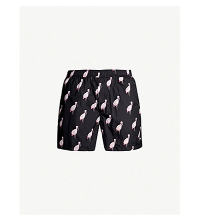 Shop Valentino Graphic-print Swim Shorts In Black
