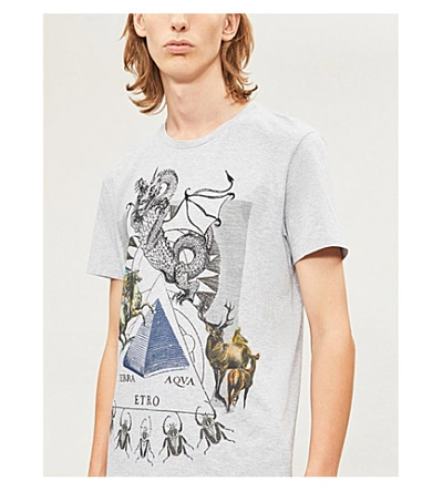 Shop Etro Graphic-print Cotton-jersey T-shirt In Grey