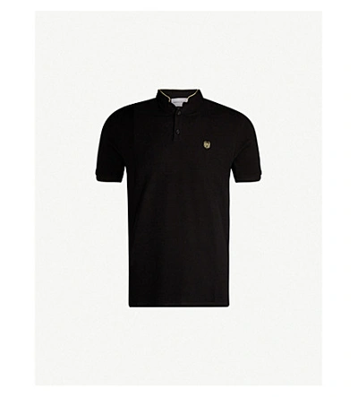 Shop The Kooples Logo-embroidered Cotton-piqué Polo Shirt In Blak7